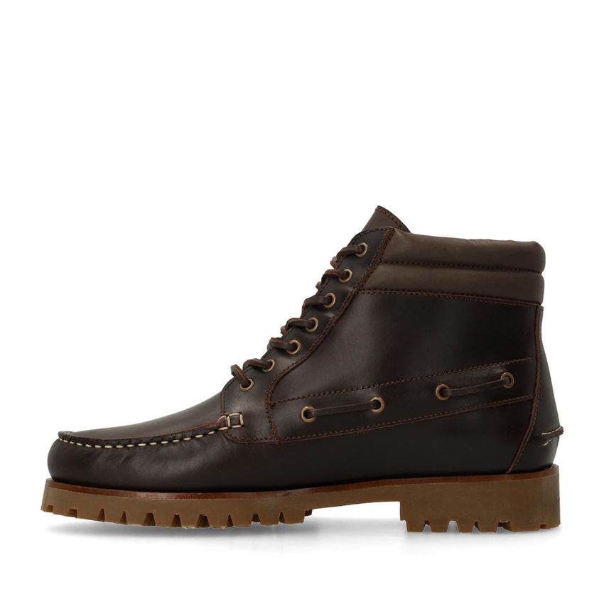 Donkerbruine leren veterboots