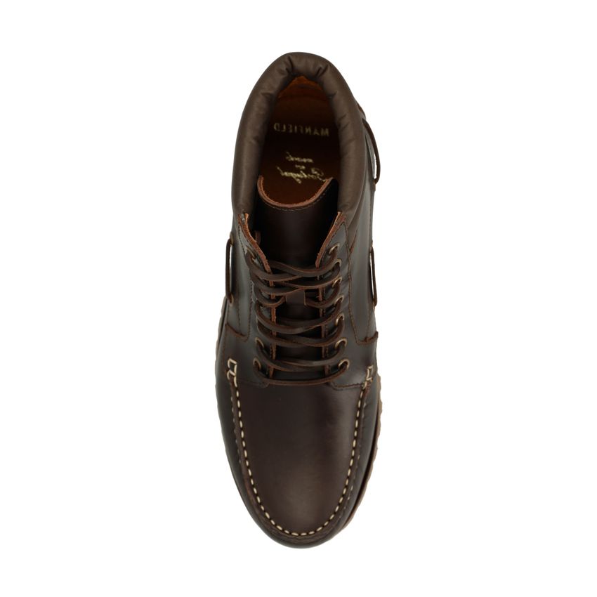 Donkerbruine leren veterboots