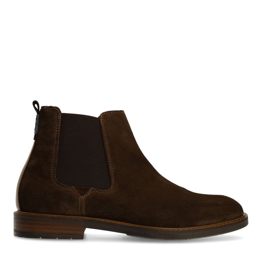 Dunkelbraune Chelsea Boots aus Veloursleder
