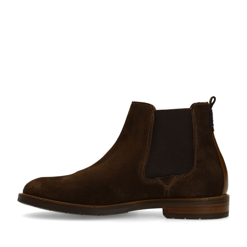 Dunkelbraune Chelsea Boots aus Veloursleder