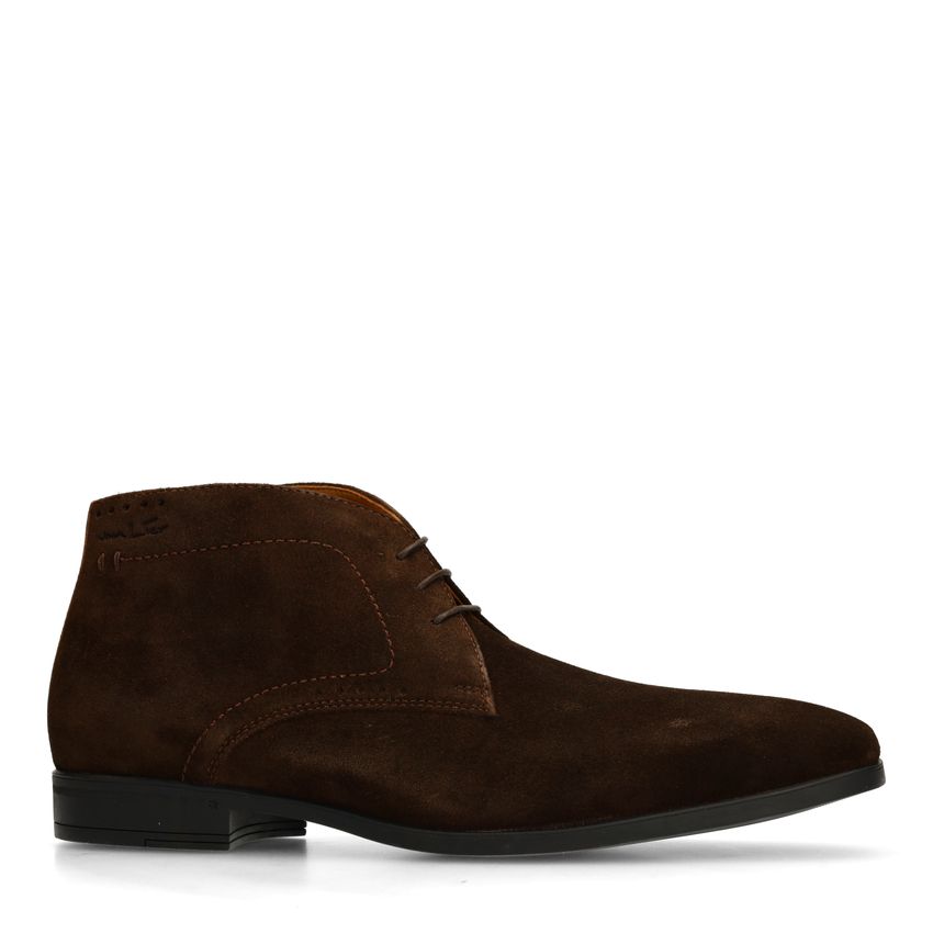 Donkerbruine suède veterschoenen