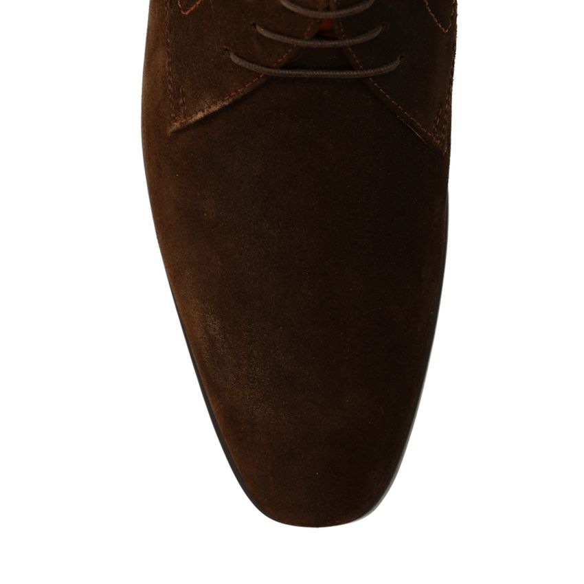 Donkerbruine suède veterschoenen