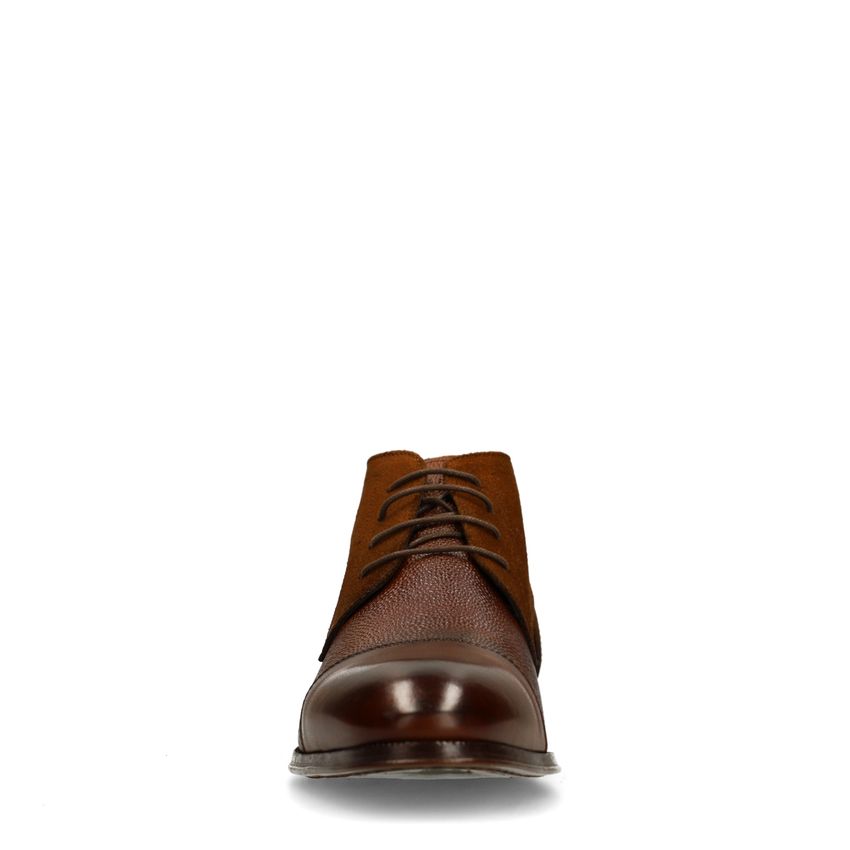 Braune Lederschnürschuhe mit Veloursleder-Einsätzen