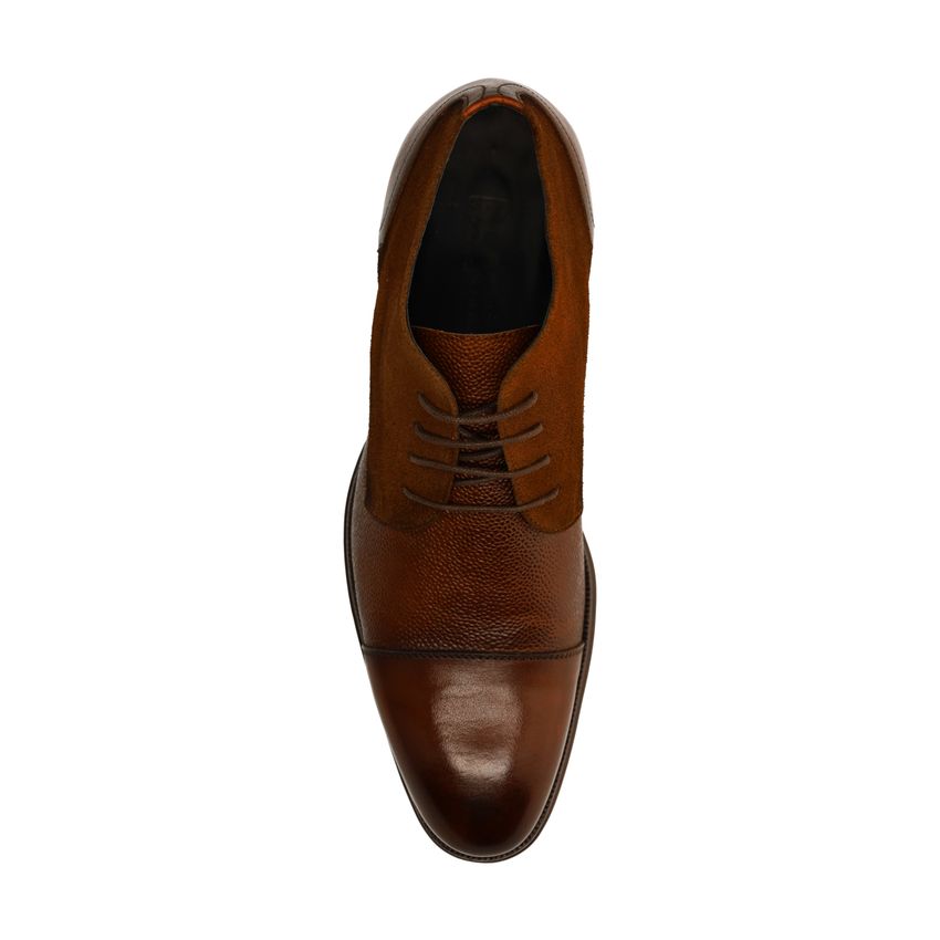 Braune Lederschnürschuhe mit Veloursleder-Einsätzen