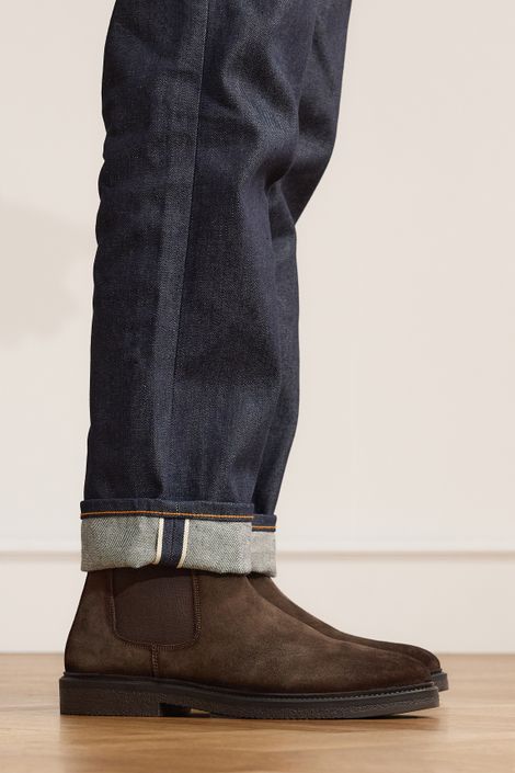 Braune Chelsea Boots aus Veloursleder