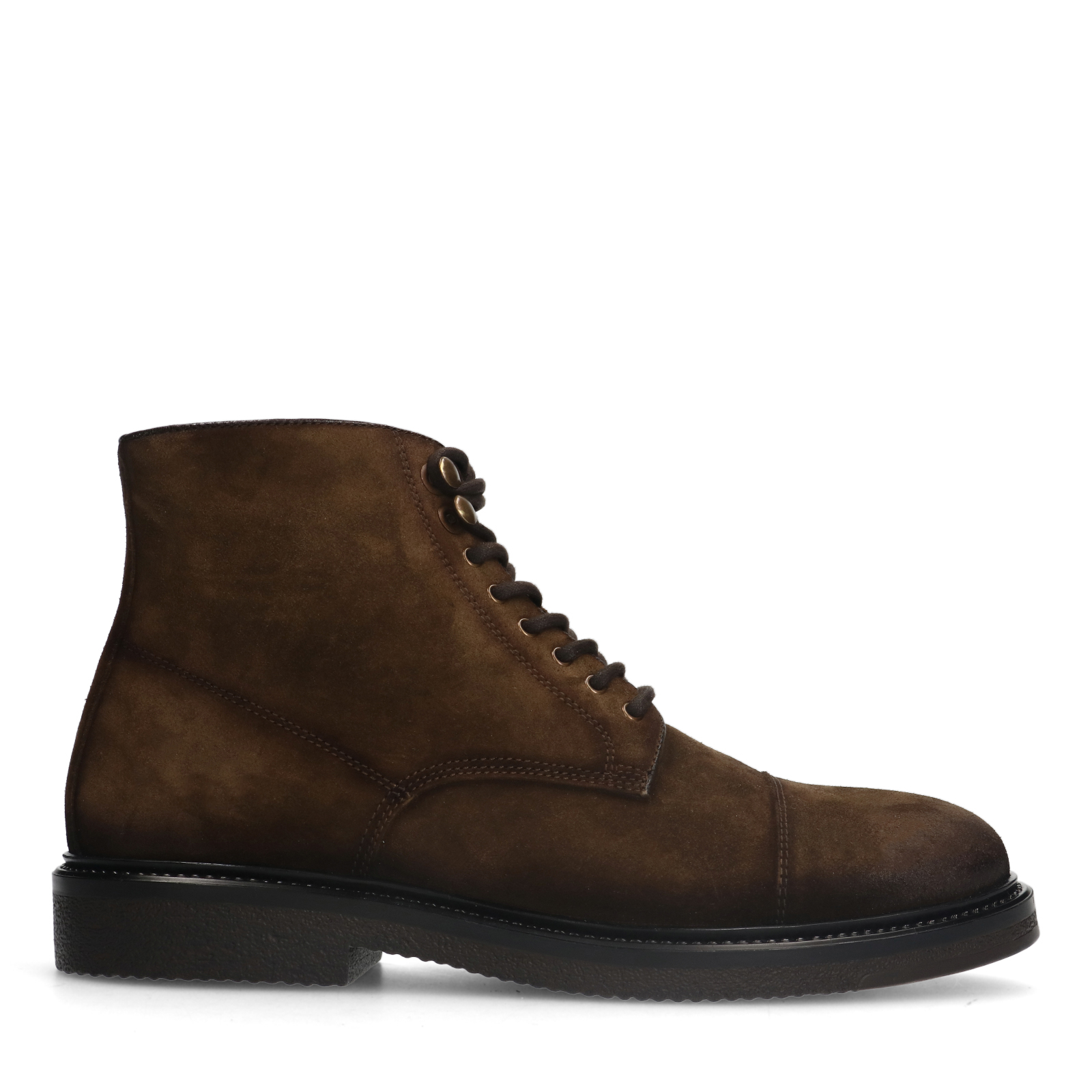 Braune Schnürboots aus Veloursleder | Schnürstiefel | Manfield 