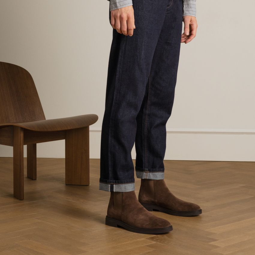 Braune Chelsea Boots aus Veloursleder