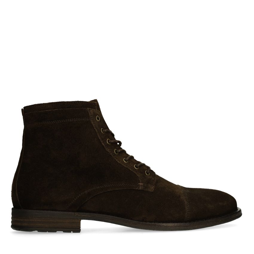 Dunkelbraune Schnürschuhe aus Veloursleder