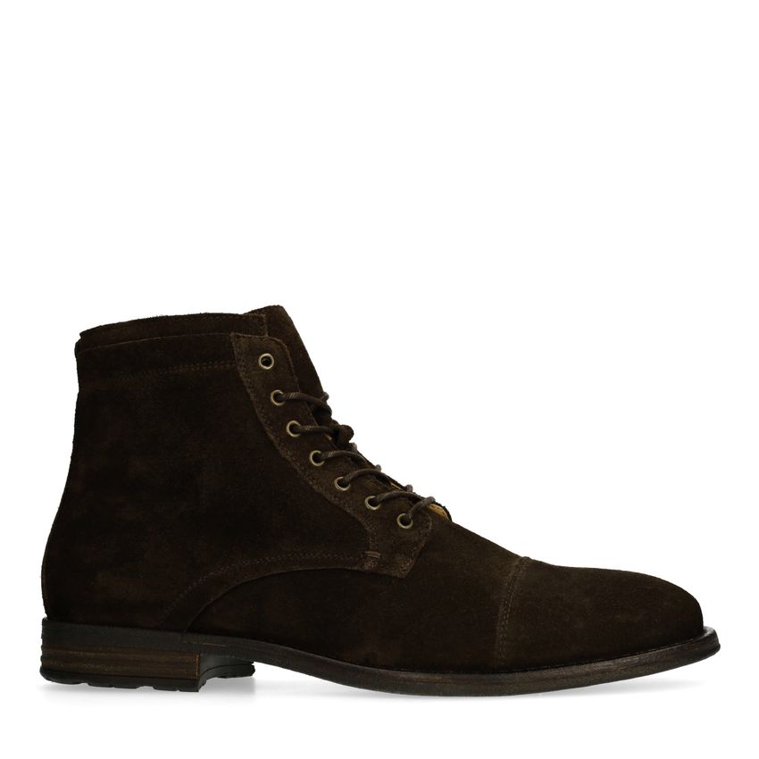 Donkerbruine suède veterschoenen