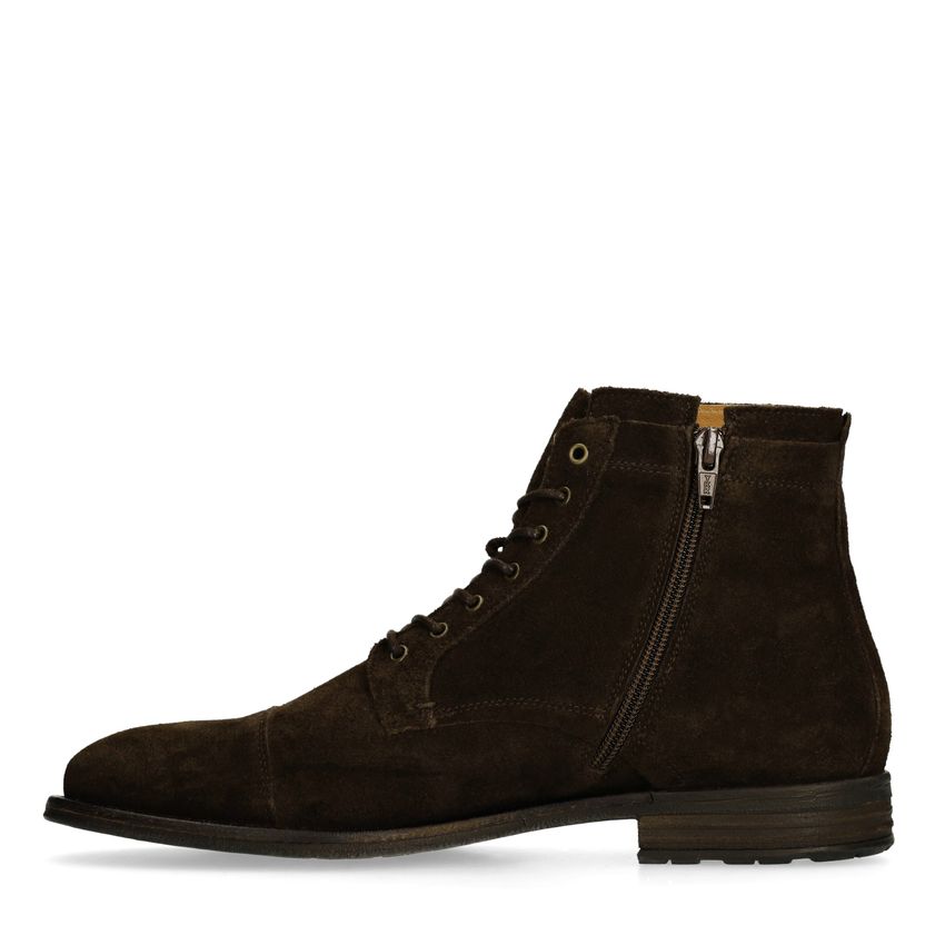 Donkerbruine suède veterschoenen