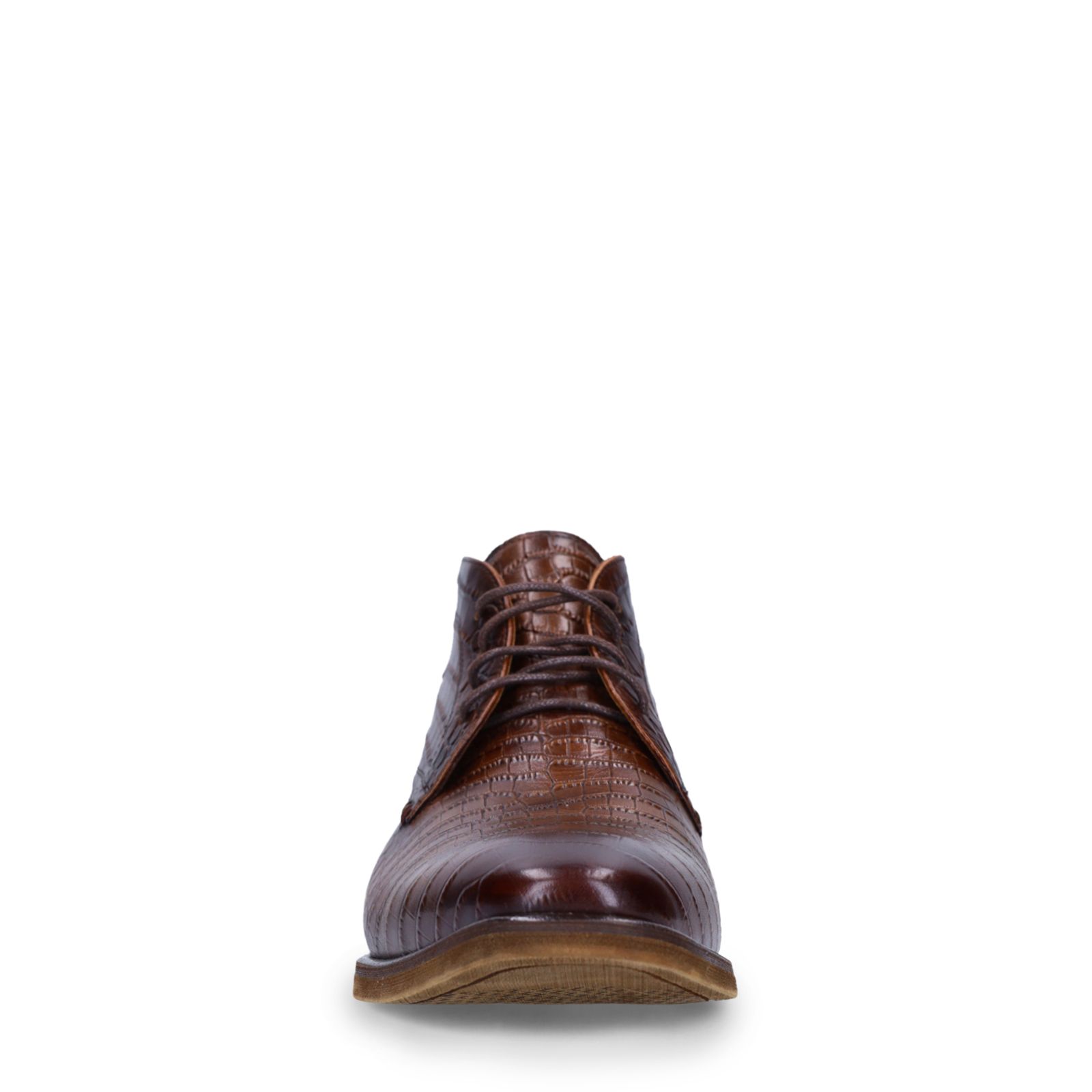 Braune Lederschnürschuhe mit Krokomuster