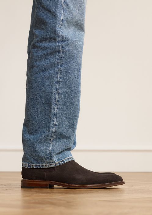 Braune Chelsea Boots aus Veloursleder
