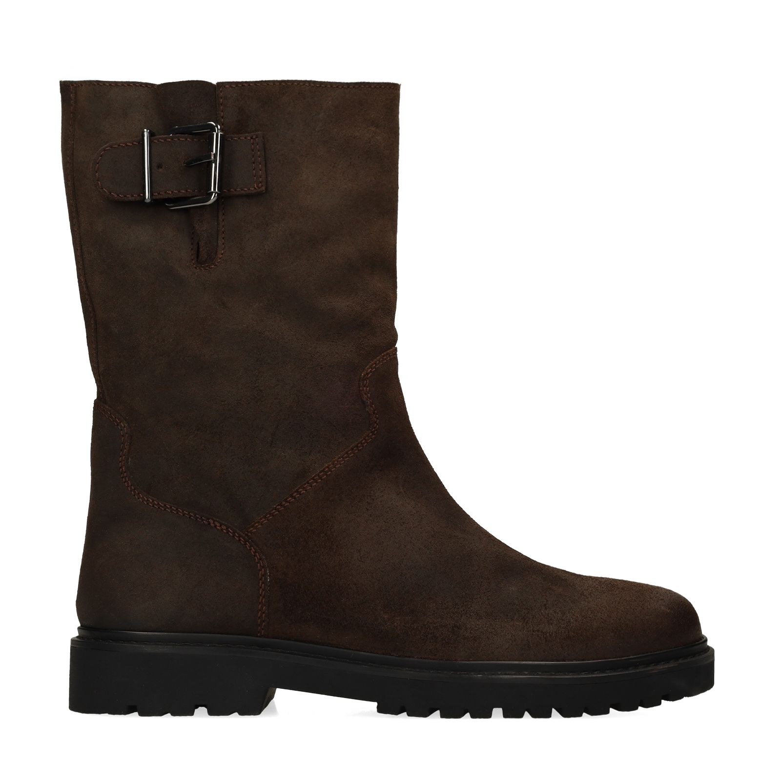 Donkerbruine leren boots met gesp