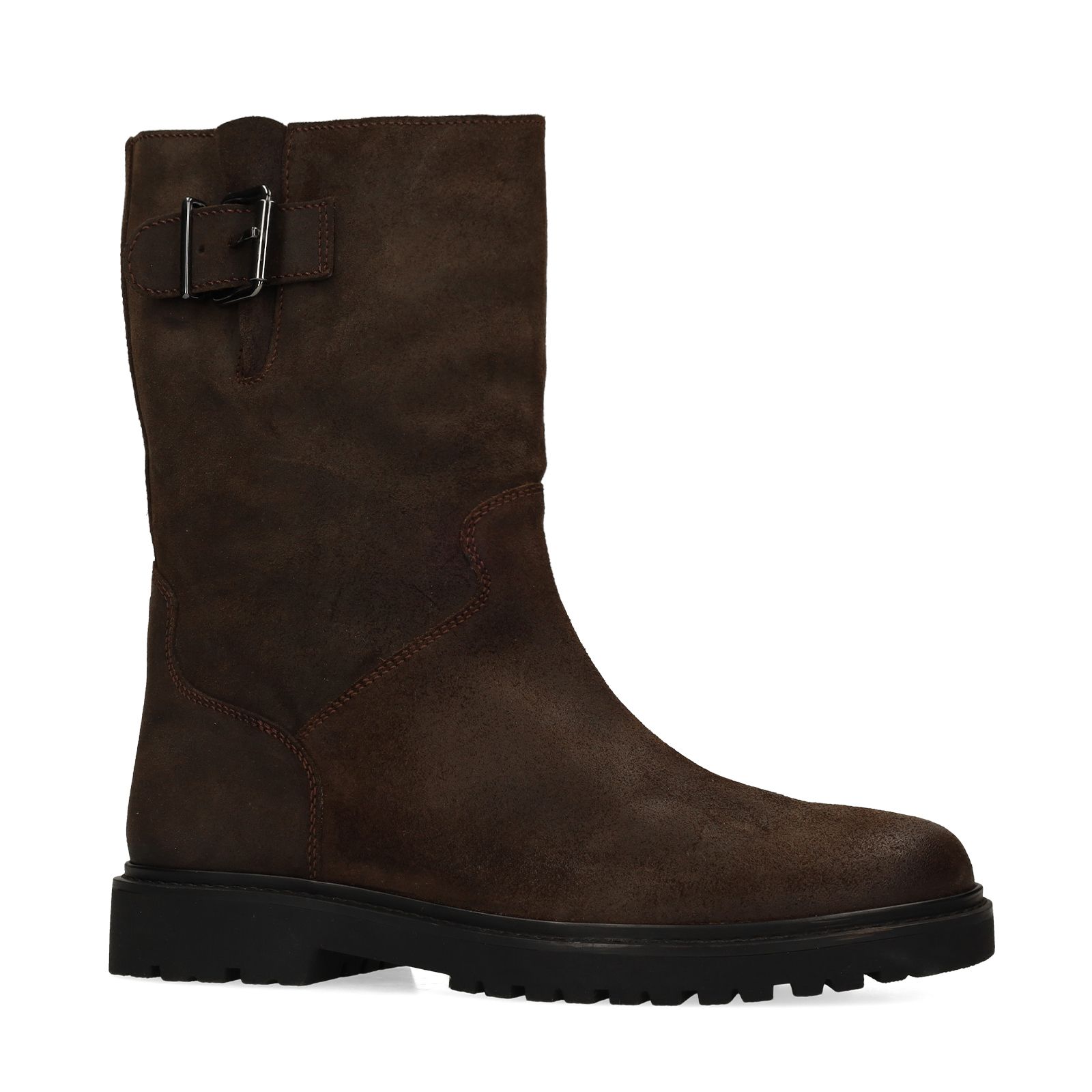 Donkerbruine leren boots met gesp