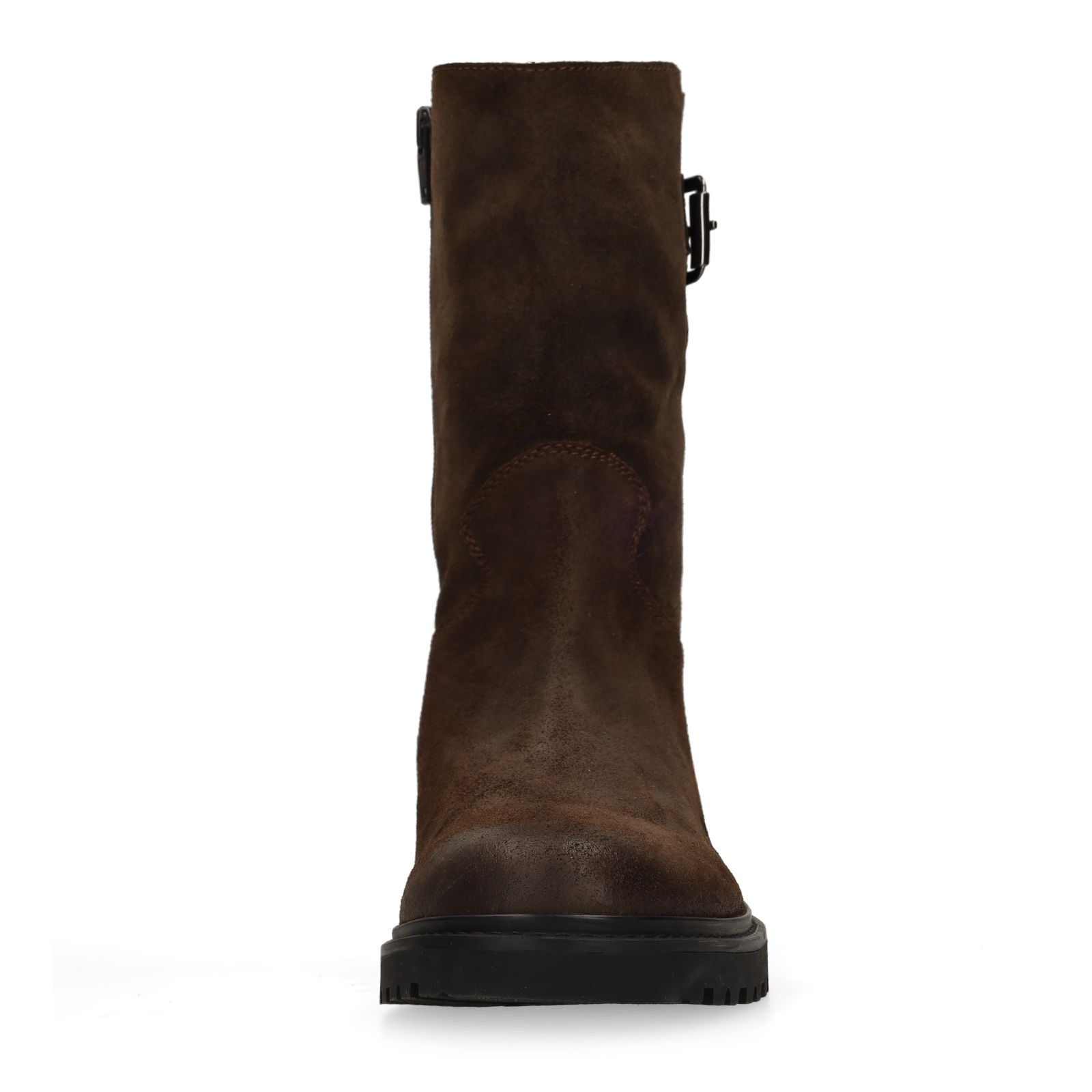 Donkerbruine leren boots met gesp