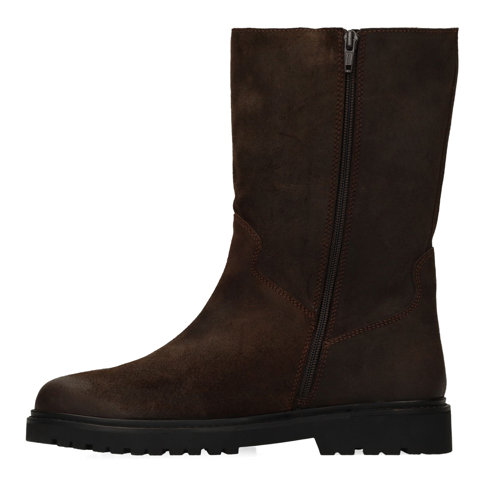 Donkerbruine leren boots met gesp