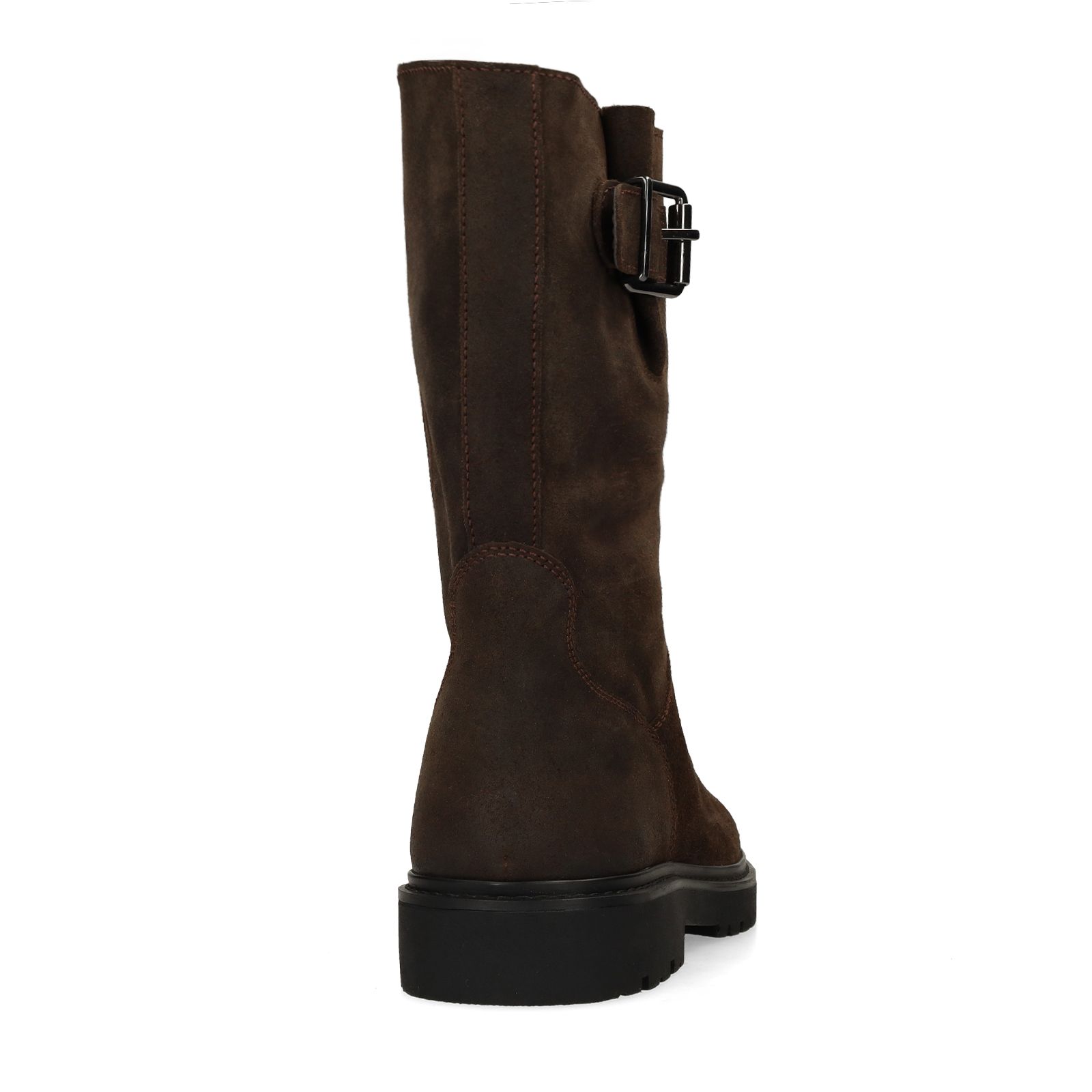 Donkerbruine leren boots met gesp