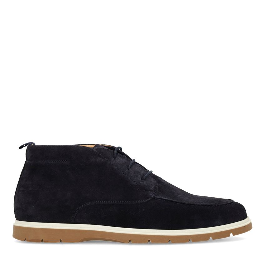 Navy suède veterschoenen