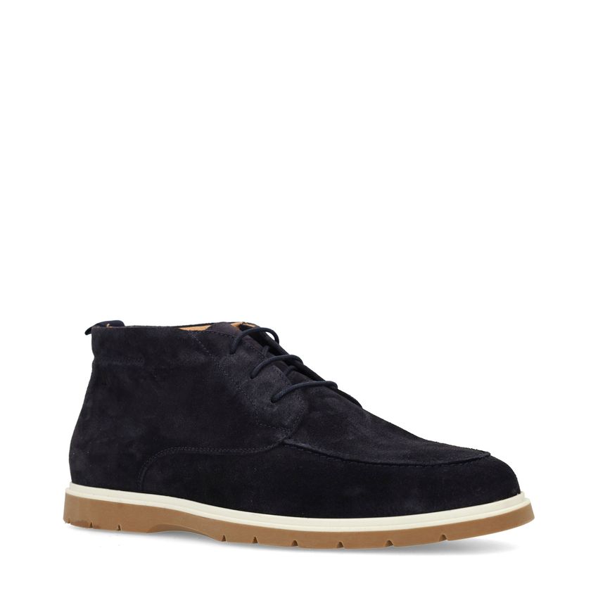 Navy suède veterschoenen