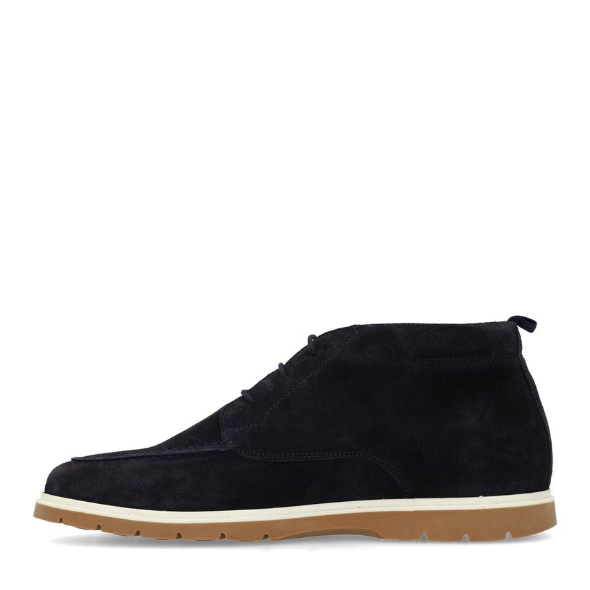 Navy suède veterschoenen