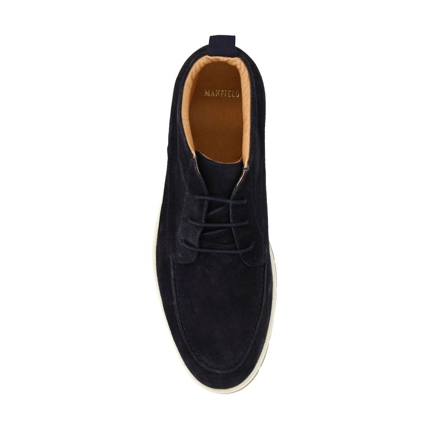 Navy suède veterschoenen