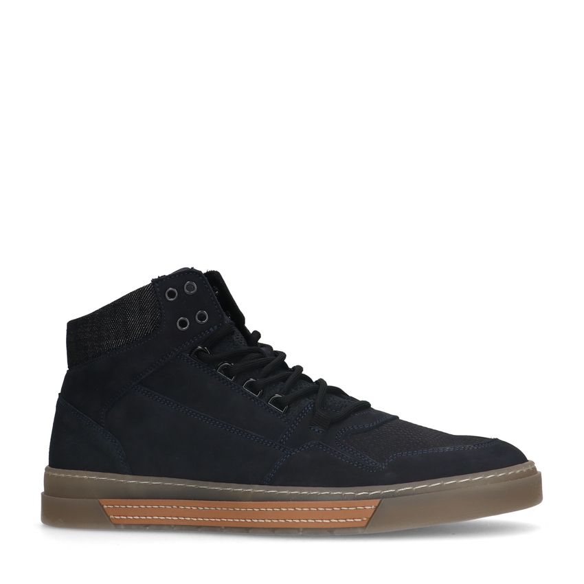 Donkerblauwe suède hoge sneakers