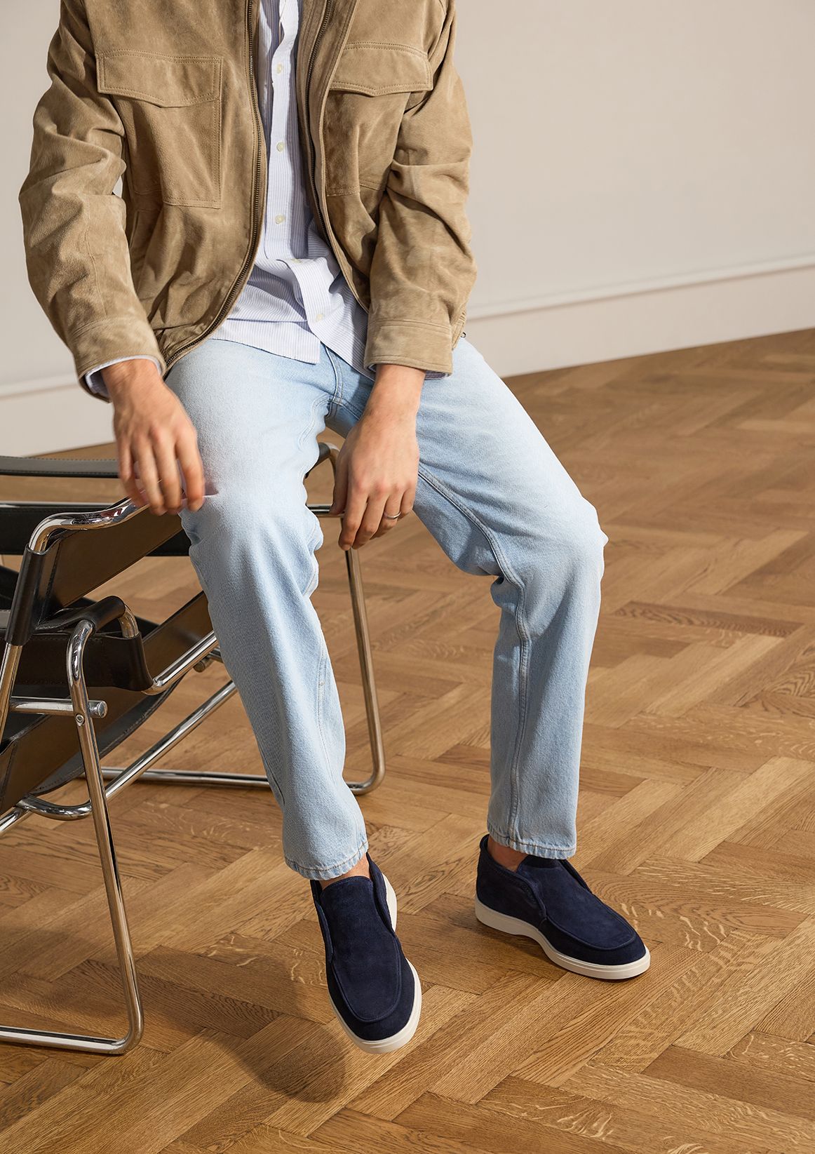 Donkerblauwe suède boots