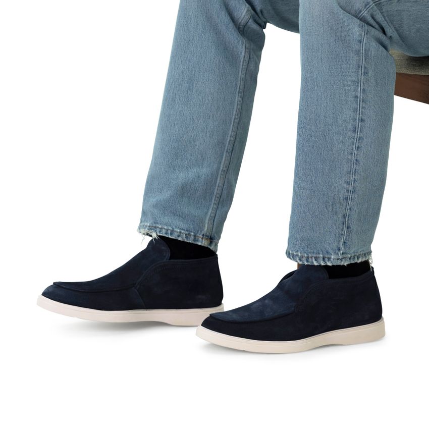 Donkerblauwe suède boots