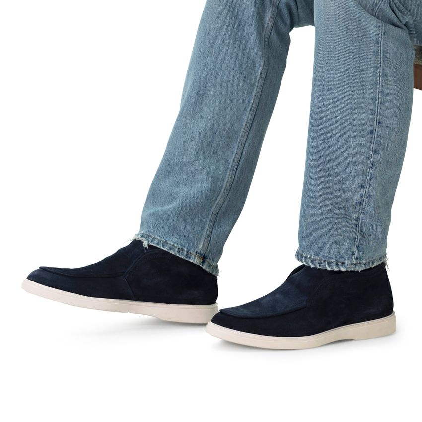 Donkerblauwe suède boots