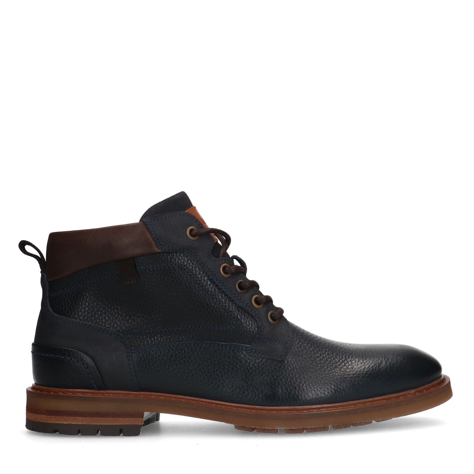 Donkerblauwe leren veterboots