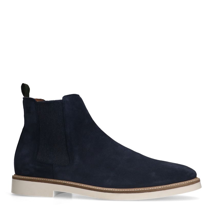 Blauwe suède chelsea boots