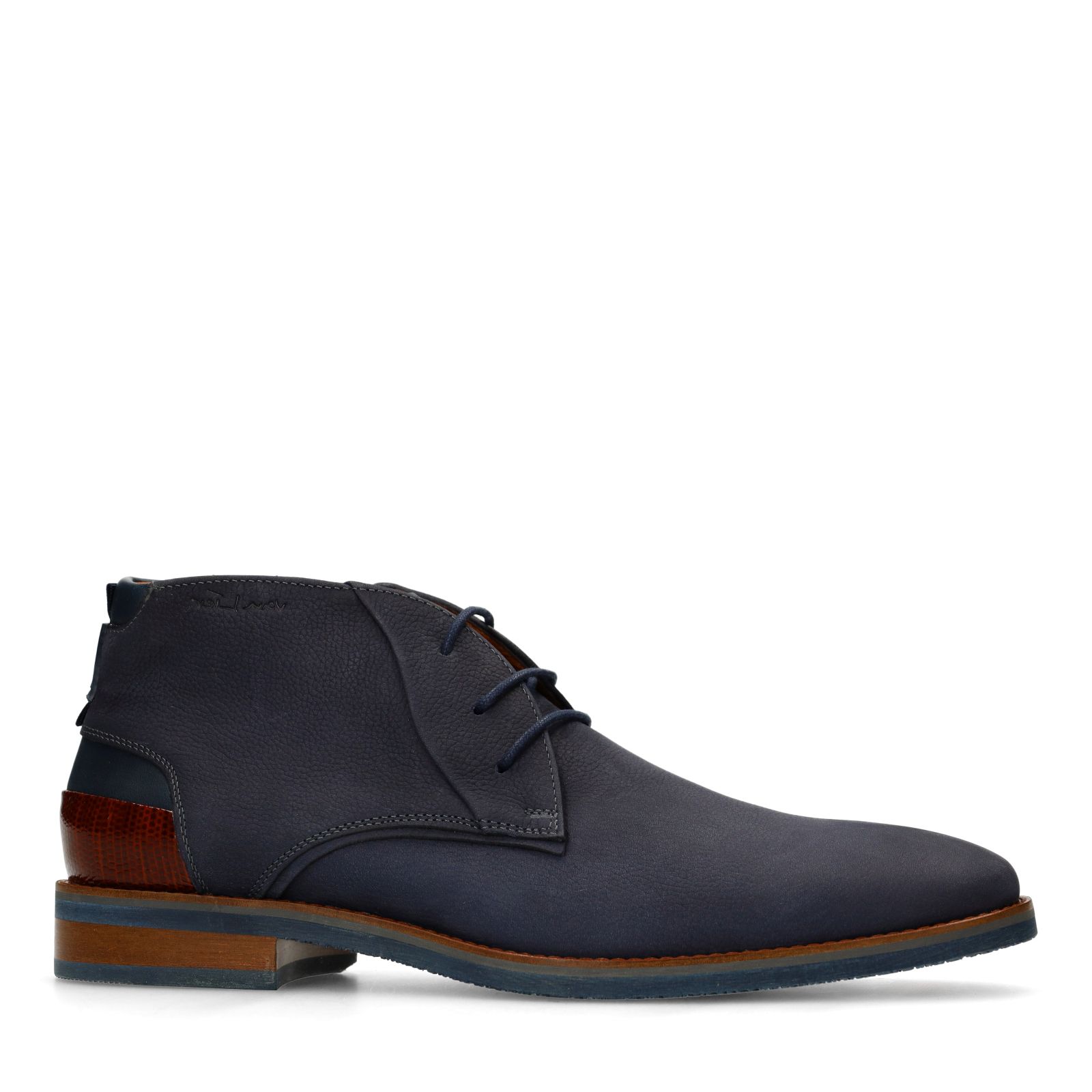 Marineblaue Schnürschuhe aus Nubukleder