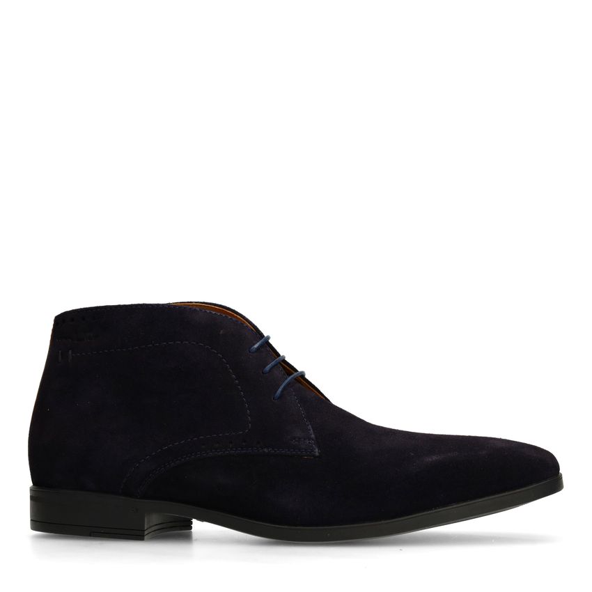 Donkerblauwe suède veterschoenen