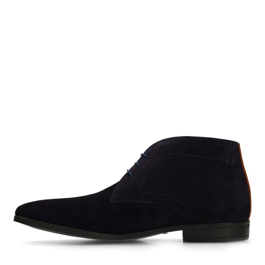 Donkerblauwe suède veterschoenen