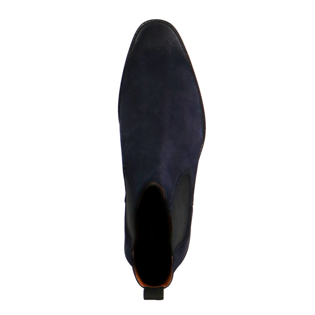 Blaue Chelsea Boots aus Veloursleder