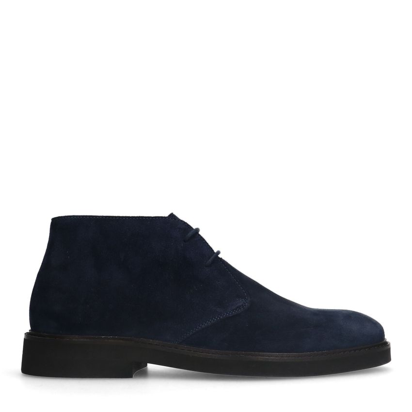 Donkerblauwe suède veterboots