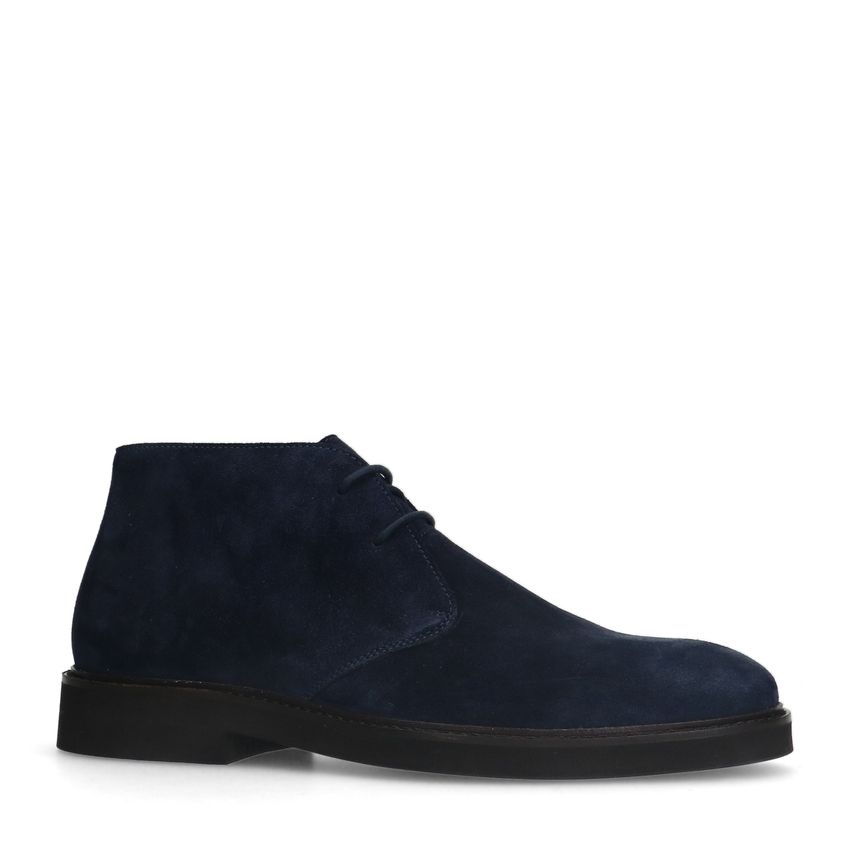Donkerblauwe suède veterboots