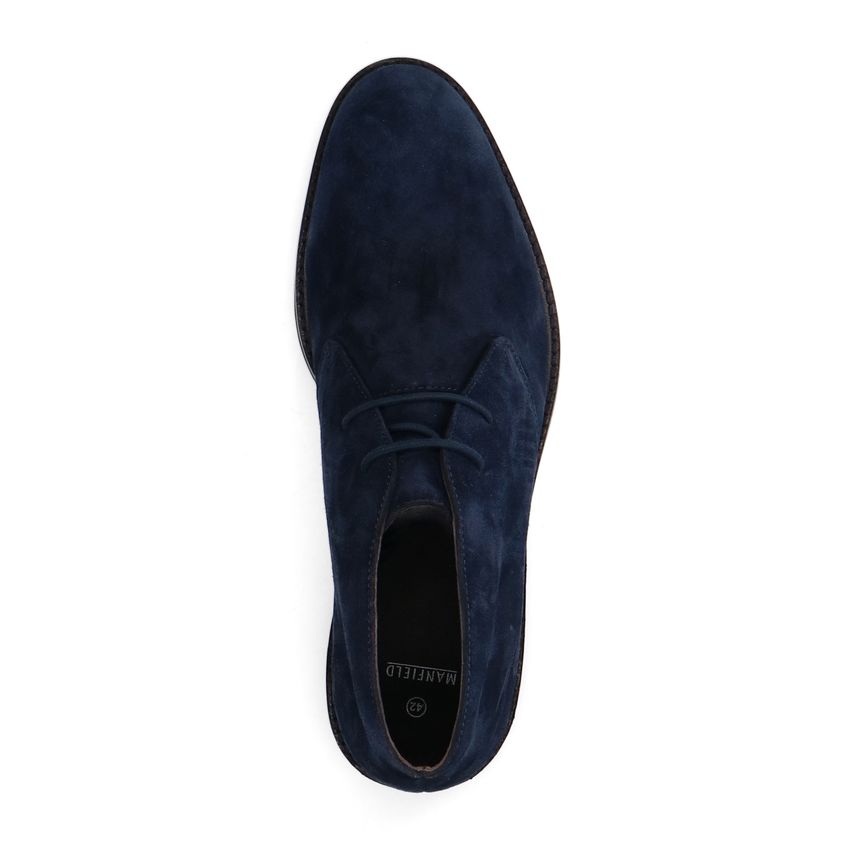 Donkerblauwe suède veterboots