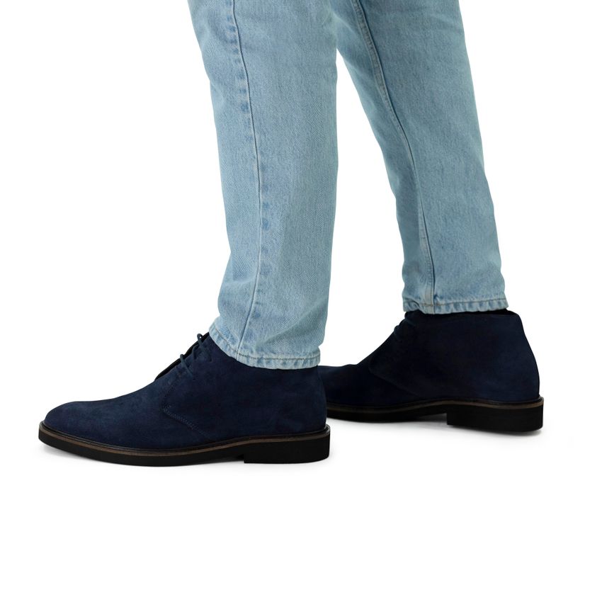 Donkerblauwe suède veterboots