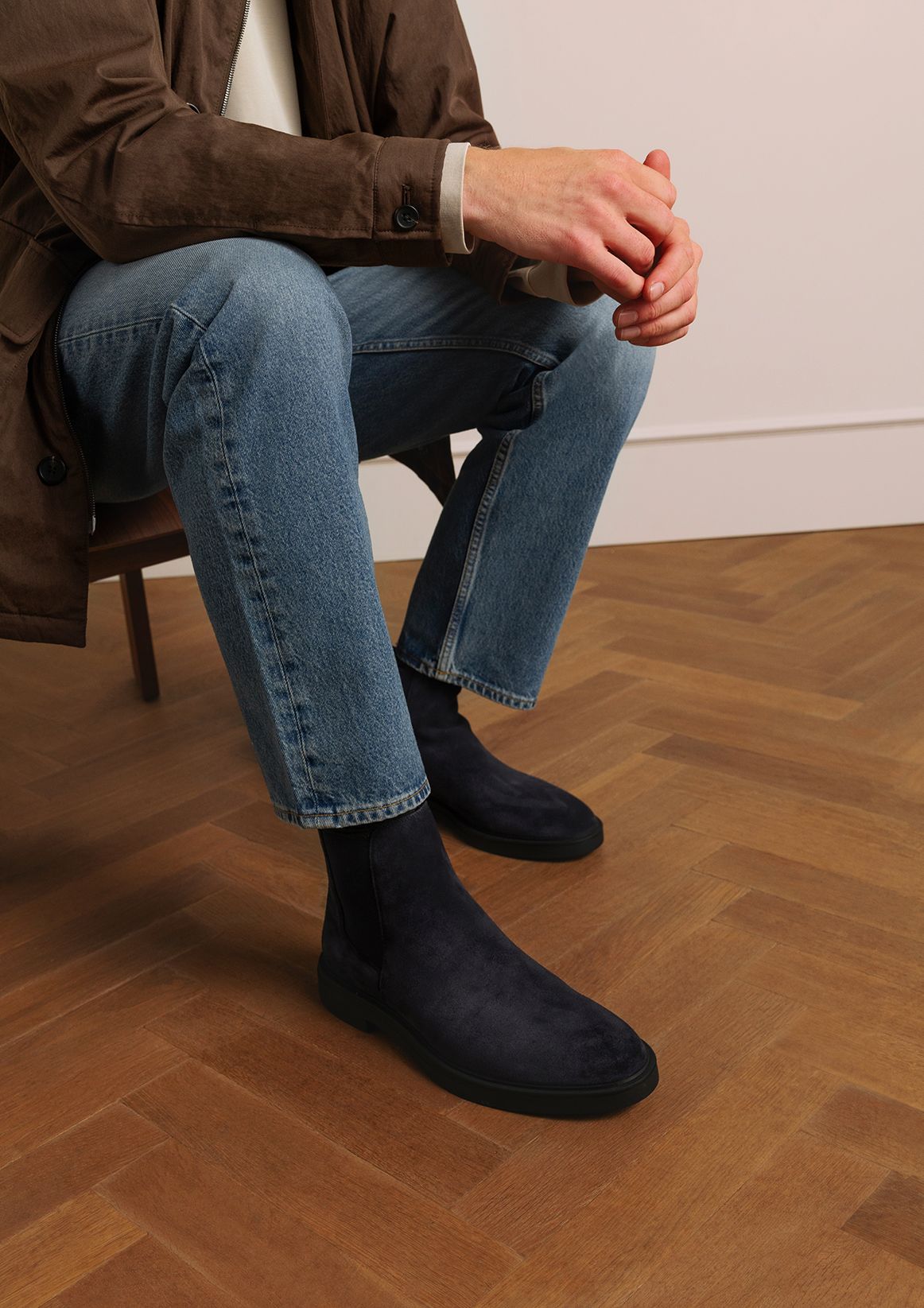 Donkerblauwe suède chelsea boots