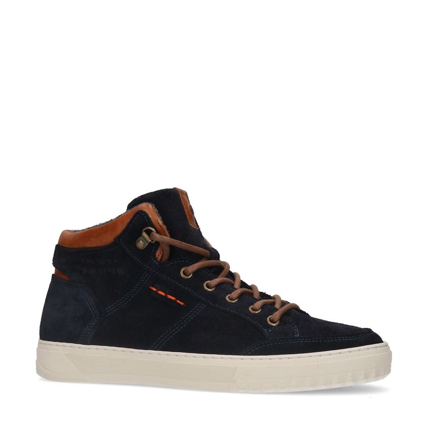 Blauwe suede veterschoenen