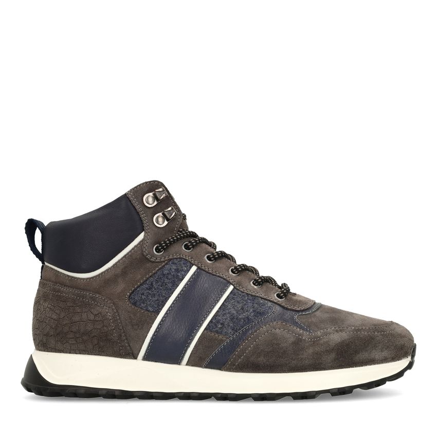 Dunkelgraue Veloursleder-Schnürschuhe