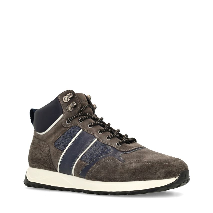 Dunkelgraue Veloursleder-Schnürschuhe