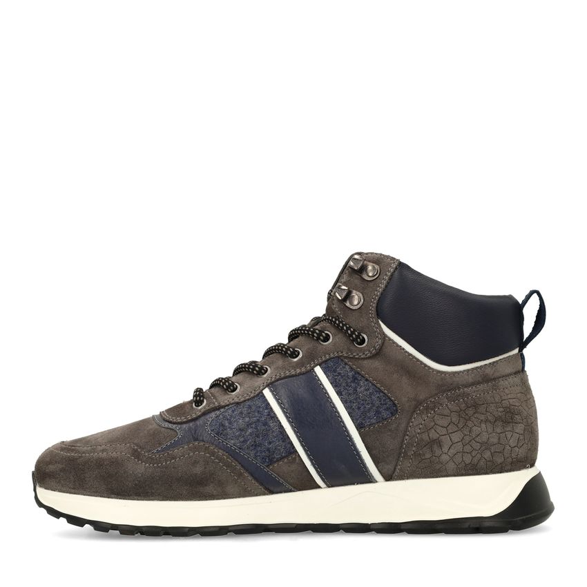 Dunkelgraue Veloursleder-Schnürschuhe