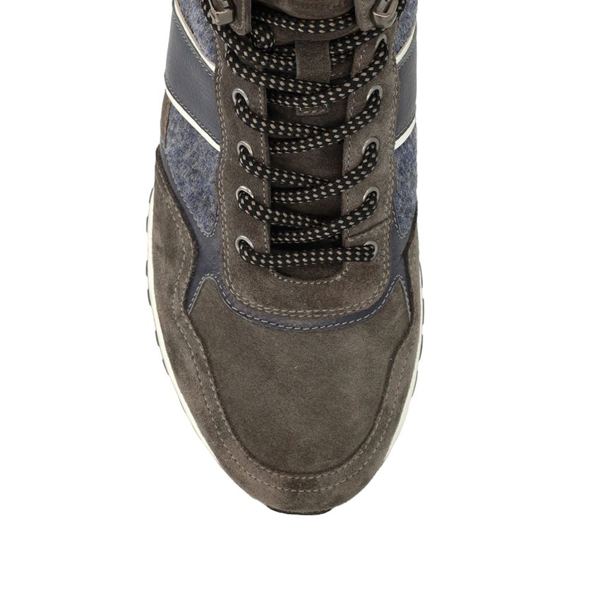 Dunkelgraue Veloursleder-Schnürschuhe