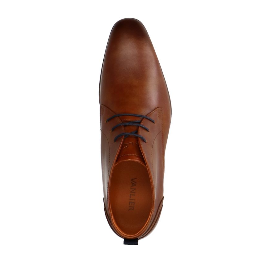 Cognac leren veterschoenen