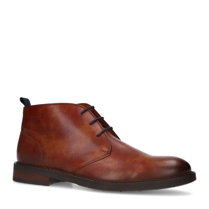 Cognac leren veterschoenen