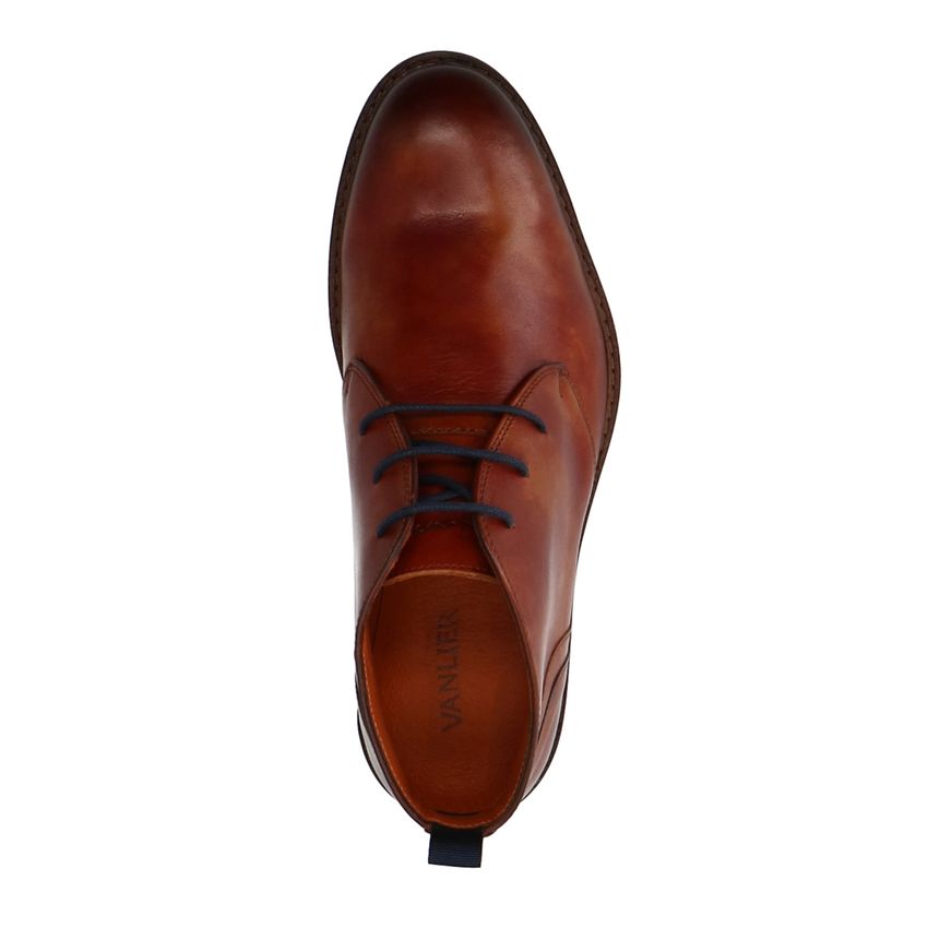 Cognac leren veterschoenen