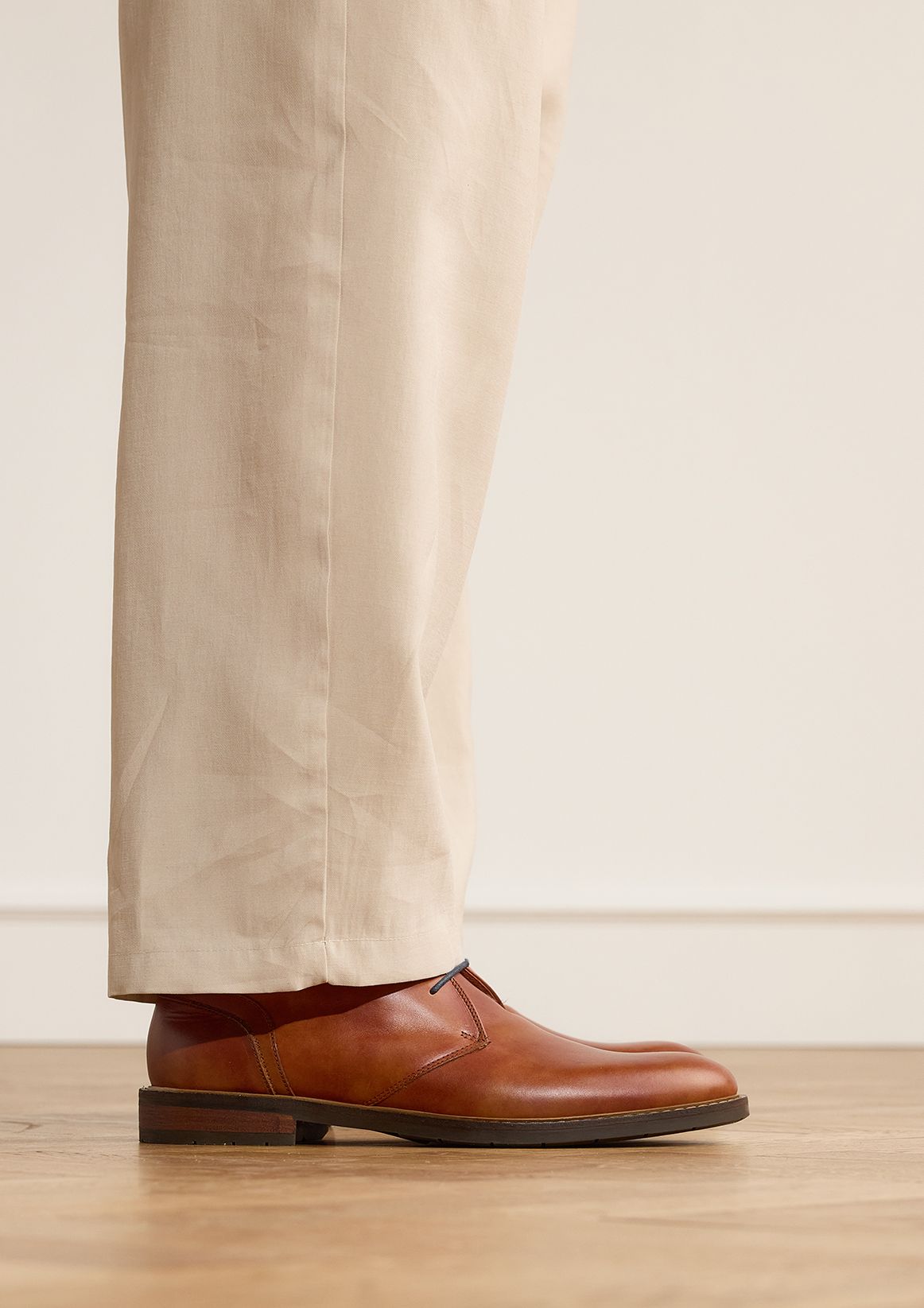 Cognac Boston leren veterschoenen