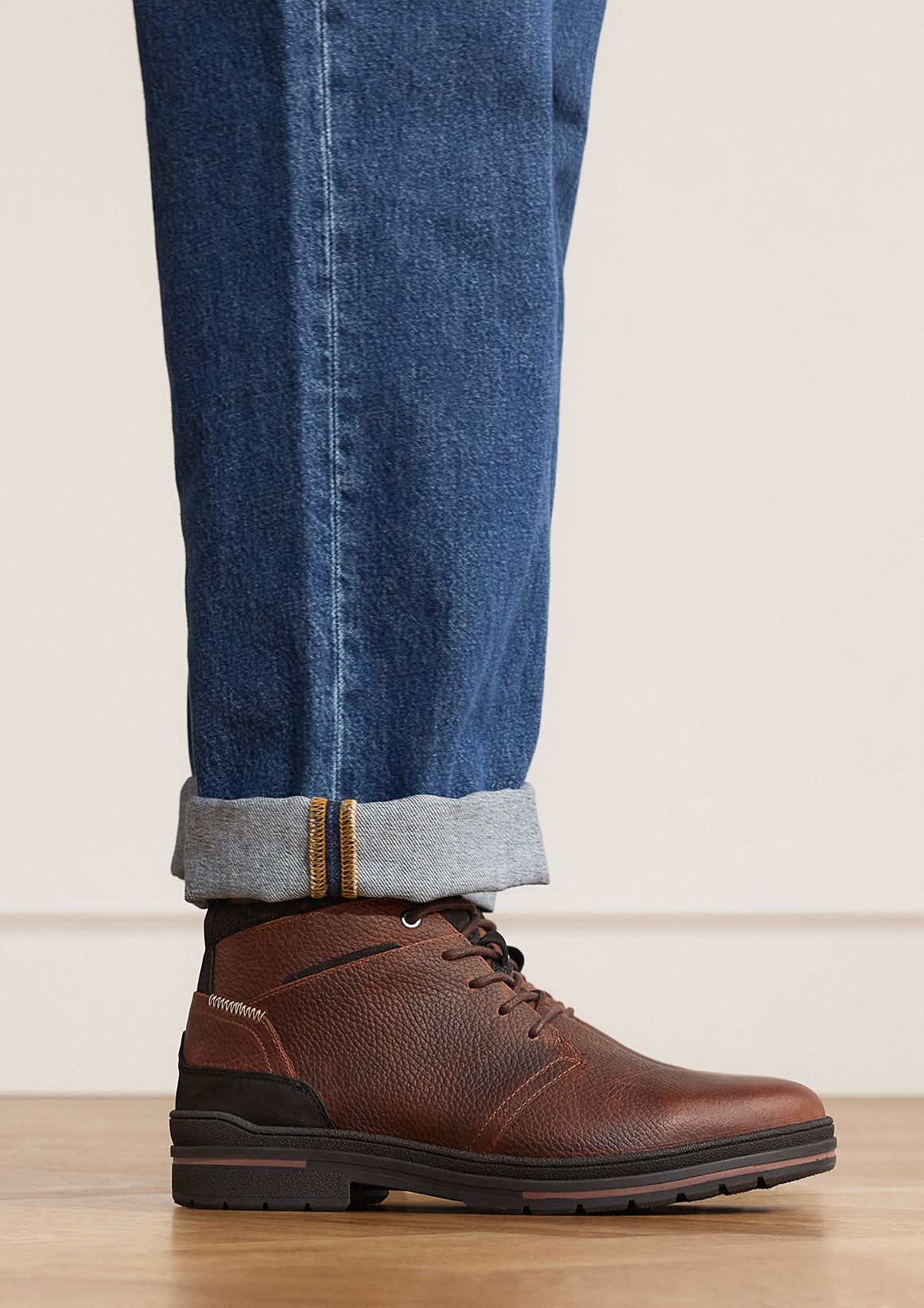 Cognac leren veterboots